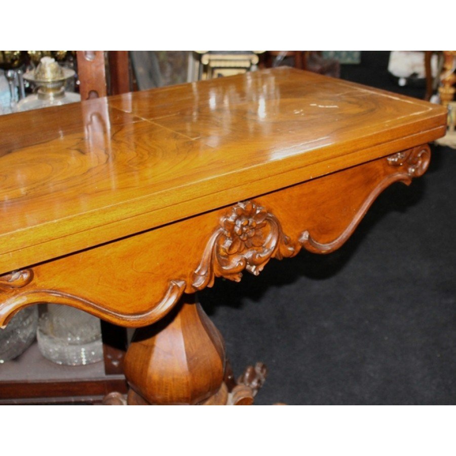 Antique Inlaid Walnut Flip Top Card Games Table